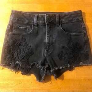 American Eagle Hi Rise Shortie Black Shorts